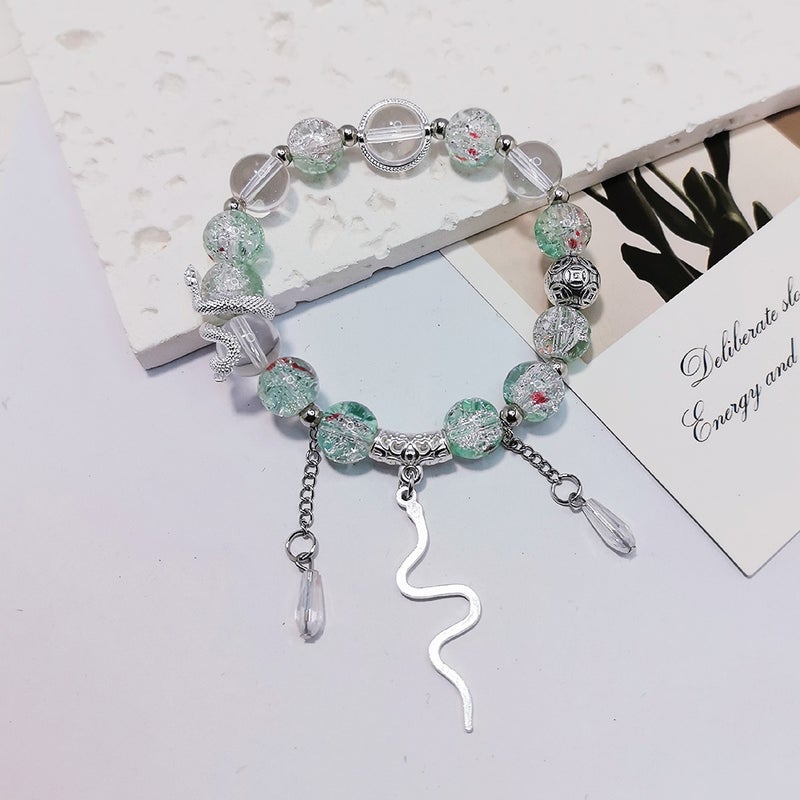 National Style Snake Year Tassel Beaded Bracelet Niche Design Glass Bracelet Female Stylish Versatile Bestie Student Jewelry - Image 5